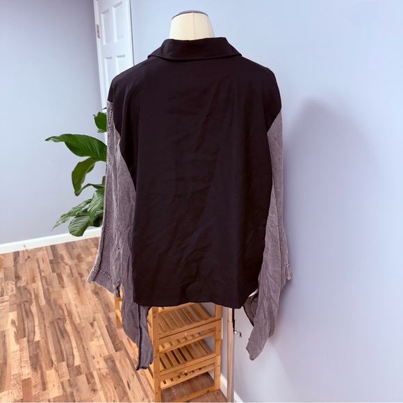 Kate Hewko Bat Wing Jacket Mixed Material One Size Black Washed Gray Streetwear - Picture 8 of 14